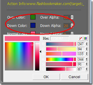 change over color, down color and normal color